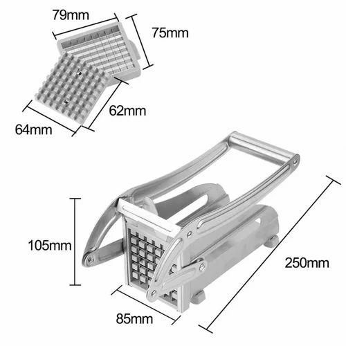 Stainless Steel French Fries Potato Chips Strip Cutter Machine With Blade-Silver