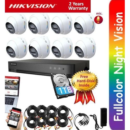 8 CCTV Fullcolor Camera Kit  (8Dome Shape Pack), Free 1000GB Hard Disk Inside