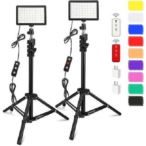 2 Pack 70 LED Video Light With Color Filters,  5600K USB Studio Shooting Kit For Photography Lighting, Game Streaming, Conference Zoom Calls - Black