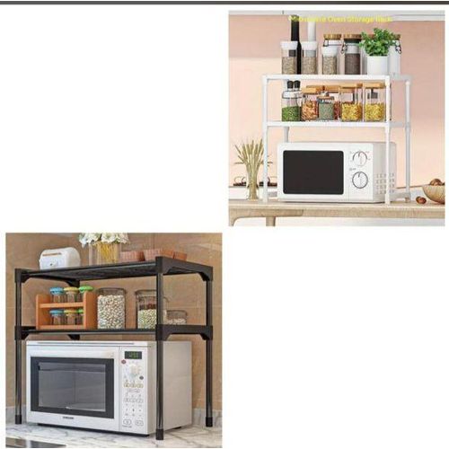 2 Tier Microwave Stand Oven Rack Shelf And Kitchen Storage Space Saving Organizer - White,Black
