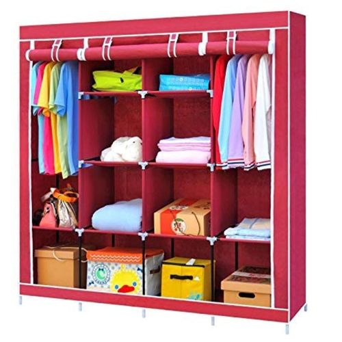 4 Column Cloth & Metal Frame Portable Wardrobe