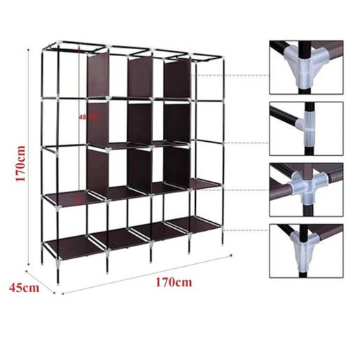 4 Column Cloth & Metal Frame Portable Wardrobe