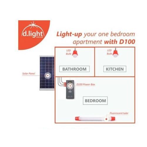 d.light D100 Solar Home System- Lighting & Mobile Charging- Orange & Dark Grey