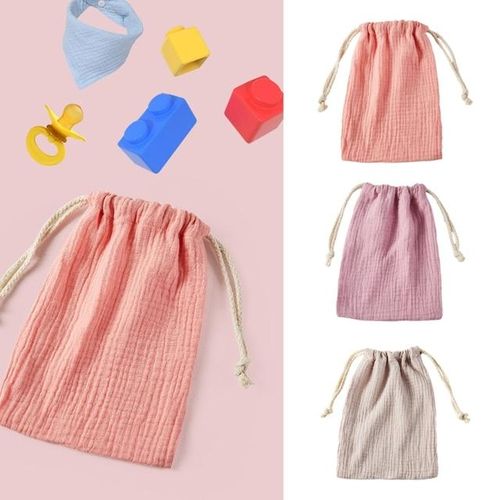 Cotton Diaper Storage Bag Fabric Gauze Baby Bags String Diaper Stackers Caddy Organizer Nappy Pouch Baby Essentials Diaper