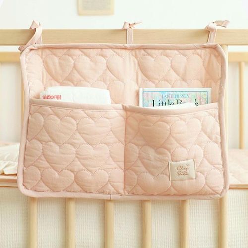 Baby Crib Storage Hanging Bag Solid Color Cart Stroller Bag Milk Bottle Baby Toys Bedside Diaper Organizer Bag