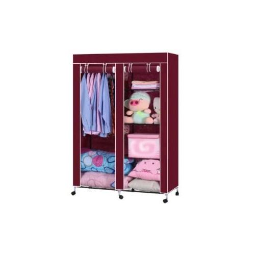Double Column Portable Steel Wardrobe-Maroon