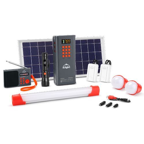 d.light D150 Solar Home System- Lighting, Mobile Charging, Radio, Torchlight- Orange And Grey