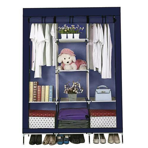 3 Column Cloth & Metal Frame Portable Wardrobe