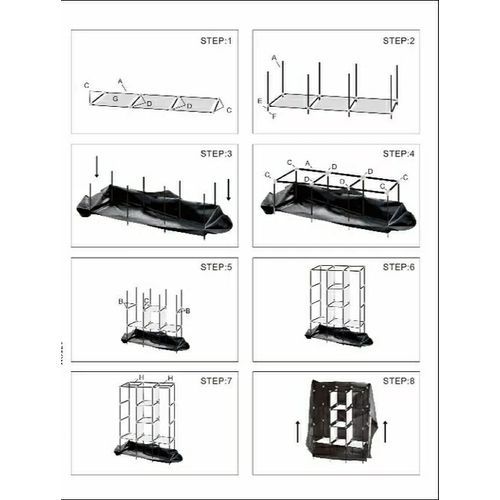 3 Column Cloth & Metal Frame Portable Wardrobe