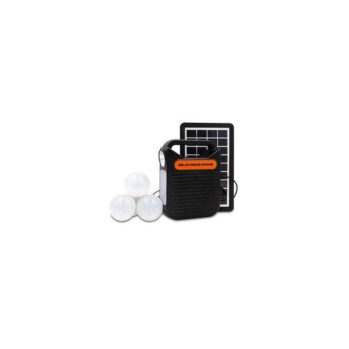 Mini Solar Lighting System With 4 Lights Solar Kit - Black