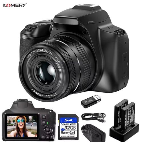 Komery W2 64MP 4K Digital Camera 10X Optical Zoom 3-Inch IPS Display comes with 32GB SD Card - Black