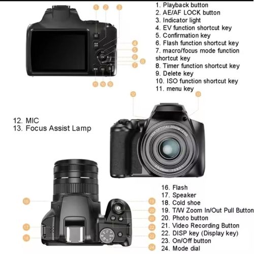 Komery W2 64MP 4K Digital Camera 10X Optical Zoom 3-Inch IPS Display comes with 32GB SD Card - Black