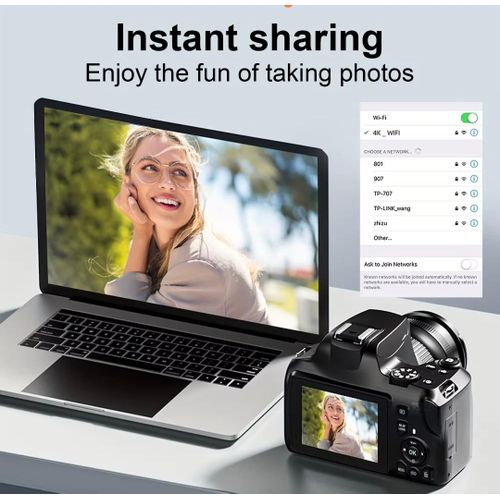 Komery W2 64MP 4K Digital Camera 10X Optical Zoom 3-Inch IPS Display comes with 32GB SD Card - Black