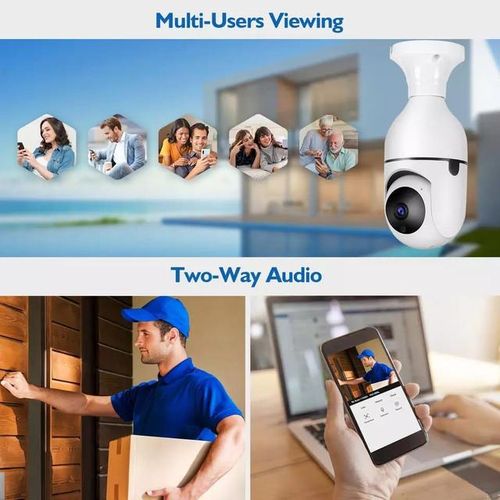 Wireless PTZ Bulb Camera  E27 WiFi Panorama PTZ Spy Camera Outdoor Waterproof