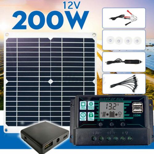 200W Solar Panel Kit Solar Panel High Efficience Travel & Phone Boat Portable 12V Battery Charger with Controller 40A