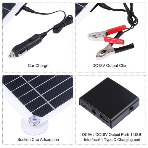 200W Solar Panel Kit Solar Panel High Efficience Travel & Phone Boat Portable 12V Battery Charger with Controller 40A