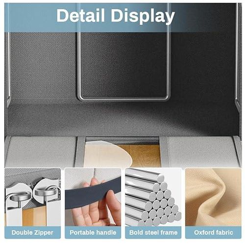 Wardrobe Organizer for Clothes, Large Cloth Organizer for Wardrobe Oxford Cloth 66L Stackable Wardrobe Storage Box with Zipper Door & Clear Window Dustproof, Foldable Cloth Storage Box