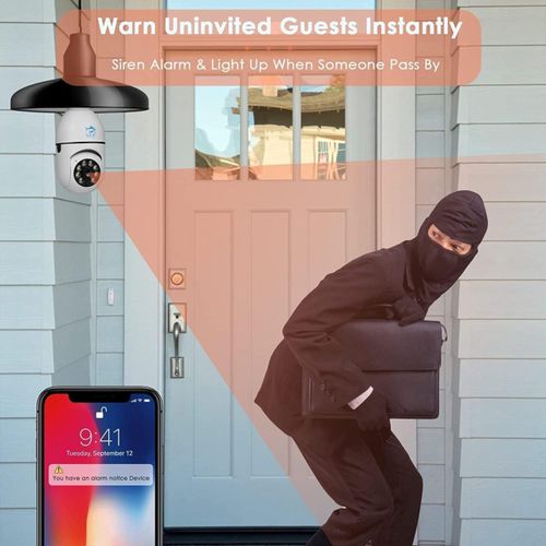 Smart WIFI Led Light Bulb Security Camera, 360 Degrees 2.0MP Cam Home IP Camera, With Night Vision, Two Way Audio, Smart Motion Detection