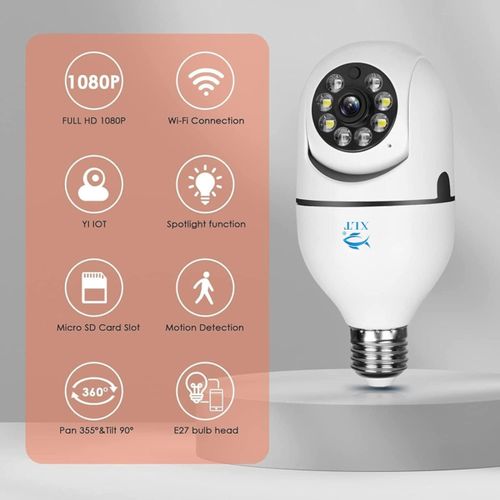 Smart WIFI Led Light Bulb Security Camera, 360 Degrees 2.0MP Cam Home IP Camera, With Night Vision, Two Way Audio, Smart Motion Detection