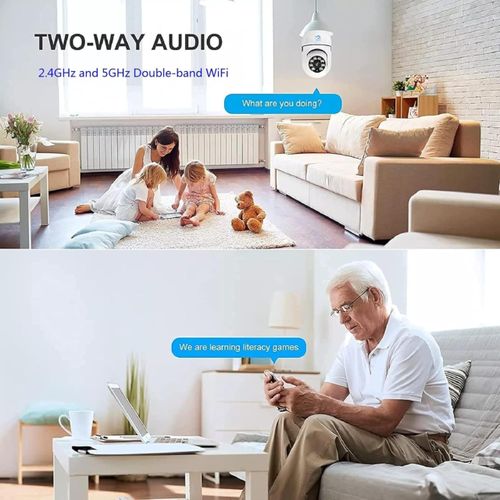 Smart WIFI Led Light Bulb Security Camera, 360 Degrees 2.0MP Cam Home IP Camera, With Night Vision, Two Way Audio, Smart Motion Detection