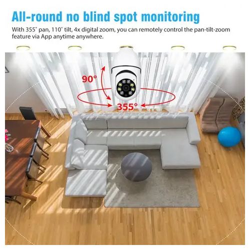 Bulb Light Camera CCTV Home Security IP WiFi Wireless V360.