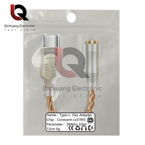 DAC CX31993 HiFi USB DAC Type C To 3.5mm Headphone Amplifier Audio Decoder IEM AMP Mobile Phone Adapter 32bits/384KHz