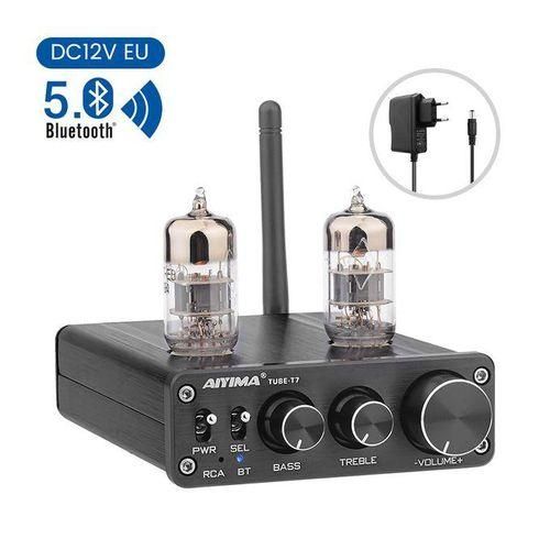 6N3 Tube Amplifier HiFi Stereo Preamp Bluetooth 5.0 Preamplifier Vacuum Bile Trebleone Control HD Sound QualityPreamp With EU Plug
