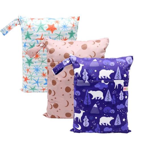 Diaper Wet Bags Baby Nappy Bag Waterproof Dry Nappy Double Zipper Handbag Stroller Carry Pack Travel Outdoor Storage Nappies