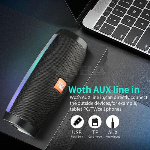 Bluetooth-Compatible Portable Speaker Wireless Powerful High Boombox Outdoor Waterproof Bass Hifi Tf Fm Radio With Led Light