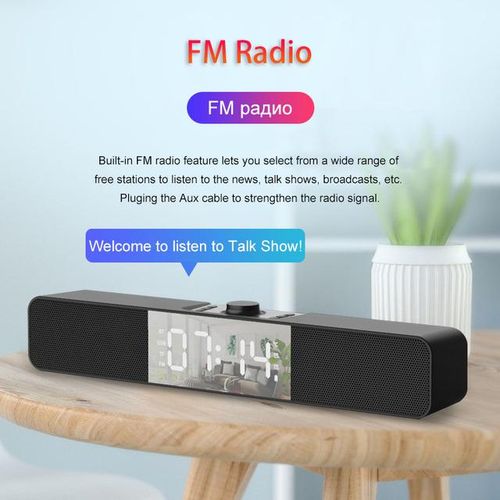 Led Soundbar Tv Bluetooth Speaker Portable Wireless Speakers Usb Clock Powerful High Boombox Bass Sound Bar Aux Hifi Tf Fm Radio