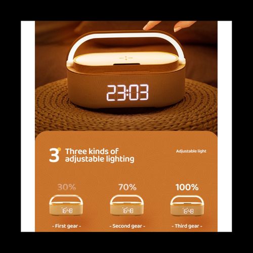 1800MAh Bluetooth Speaker Digital Alarm Clock with Wirel