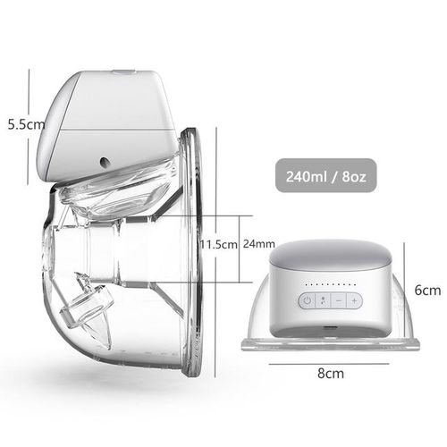 P1 Wearable Breast Pump Hands Free Electric Single Wearable Breast Cup 8oz/ 240ml 3 Modes Comfort Breastfeeding Milk