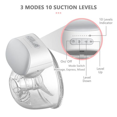 P1 Wearable Breast Pump Hands Free Electric Single Wearable Breast Cup 8oz/ 240ml 3 Modes Comfort Breastfeeding Milk