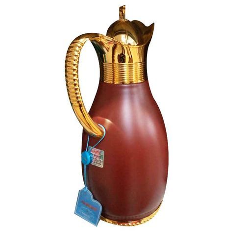 Always Breakable 0.95 Liters Thermal Flask With Unique Design-Brown/Gold