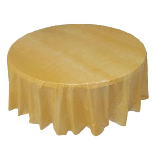 Round Disposable Plastic Table Covers Banquet Party Table Cloth Golden
