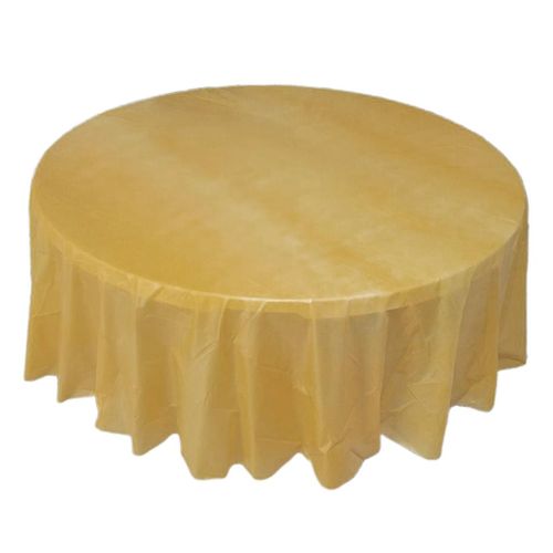 Round Disposable Plastic Table Covers Banquet Party Table Cloth Golden