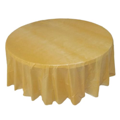Round Disposable Plastic Table Covers Banquet Party Table Cloth Golden