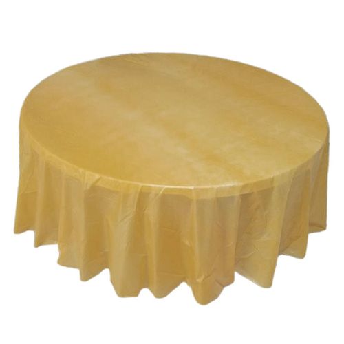 Round Disposable Plastic Table Covers Banquet Party Table Cloth Golden