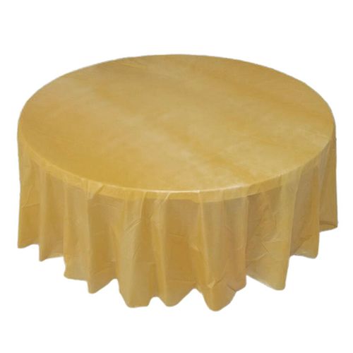 Round Disposable Plastic Table Covers Banquet Party Table Cloth Golden