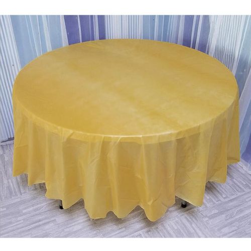 Round Disposable Plastic Table Covers Banquet Party Table Cloth Golden