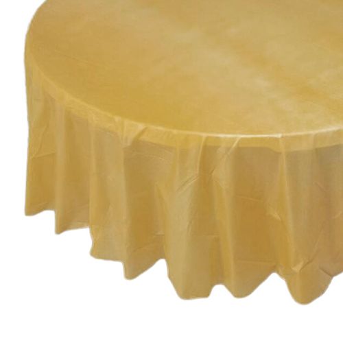 Round Disposable Plastic Table Covers Banquet Party Table Cloth Golden