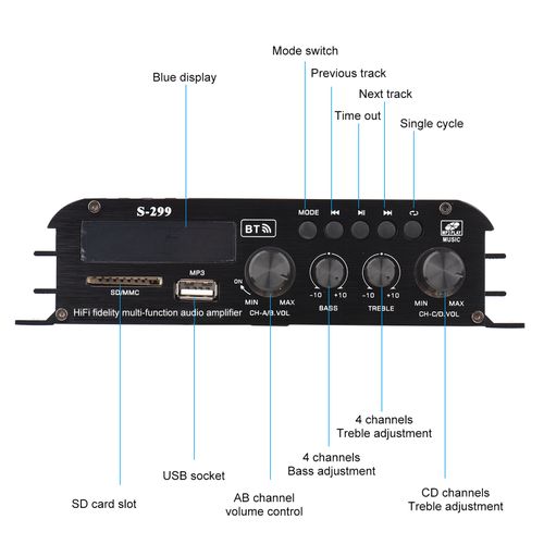 S-299 Mini 4.1 Audio Stereo  Amplifier BT Portable Car And