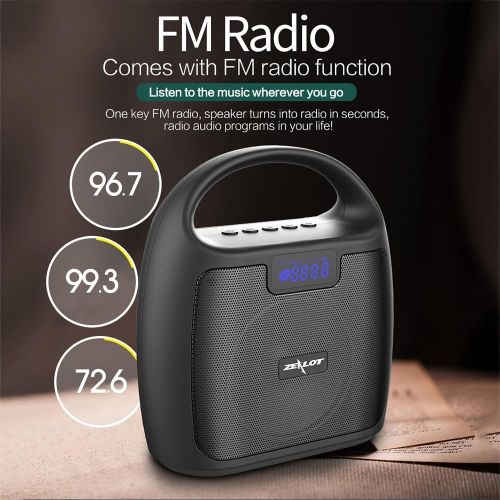 Zealot S42 Portable FM Radio Wireless Bluetooth Speaker with Builtin Mic, Support HandsFree Call  TF Card  AUX Lake Blue