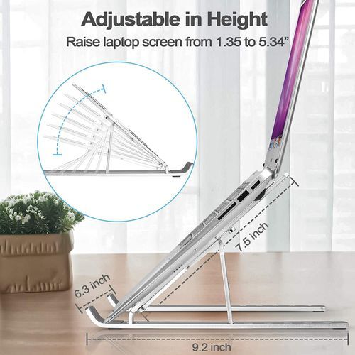 Portable Laptop Stand, PHOCAR Laptop Holder for Desk, Aluminum Adjustable Laptop Stand for iPad, MacBook Pro,Tablets and Laptops, Such as Lenovo ThinkPad, Dell Inspiron XPS-(Sliver/Small)