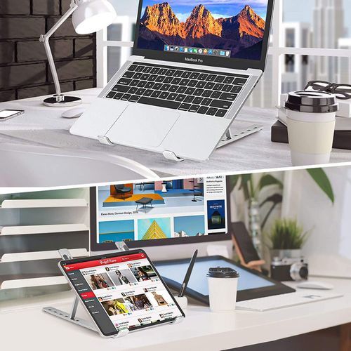 Portable Laptop Stand, PHOCAR Laptop Holder for Desk, Aluminum Adjustable Laptop Stand for iPad, MacBook Pro,Tablets and Laptops, Such as Lenovo ThinkPad, Dell Inspiron XPS-(Sliver/Small)