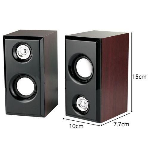 1 Pair Computer Speakers USB Powered Surround SoundBrown