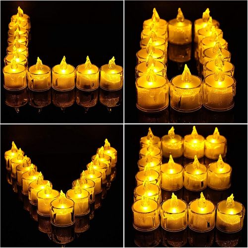 True Decor Long 24PC Acrylic Flameless & Smokeless Melted Design Crystal LED Candles For Home Decoration- White