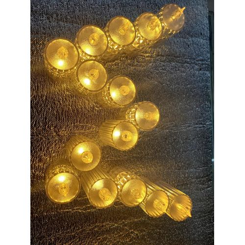 True Decor Long 24PC Acrylic Flameless & Smokeless Melted Design Crystal LED Candles For Home Decoration- White