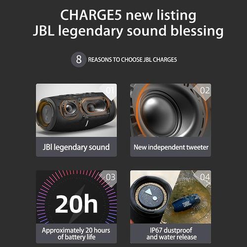 Jblcharge 5 Portable Outdoor Waterproof Speaker Bluetooth Wireless Loudspeaker Deep Bass Sound Music Box Subwoofer Speakers New