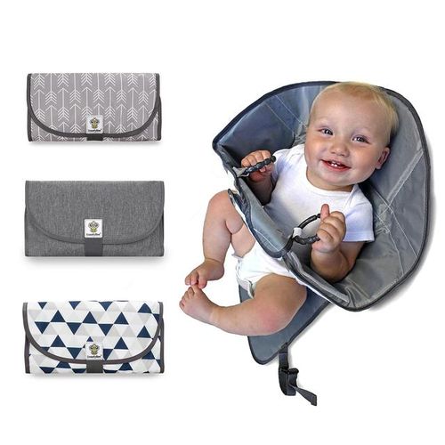 Portable Clean Hands Changing Pad. 3-in-1 Diaper Clutch, Changing Station, and Diaper-Time with Redirection Barrier for